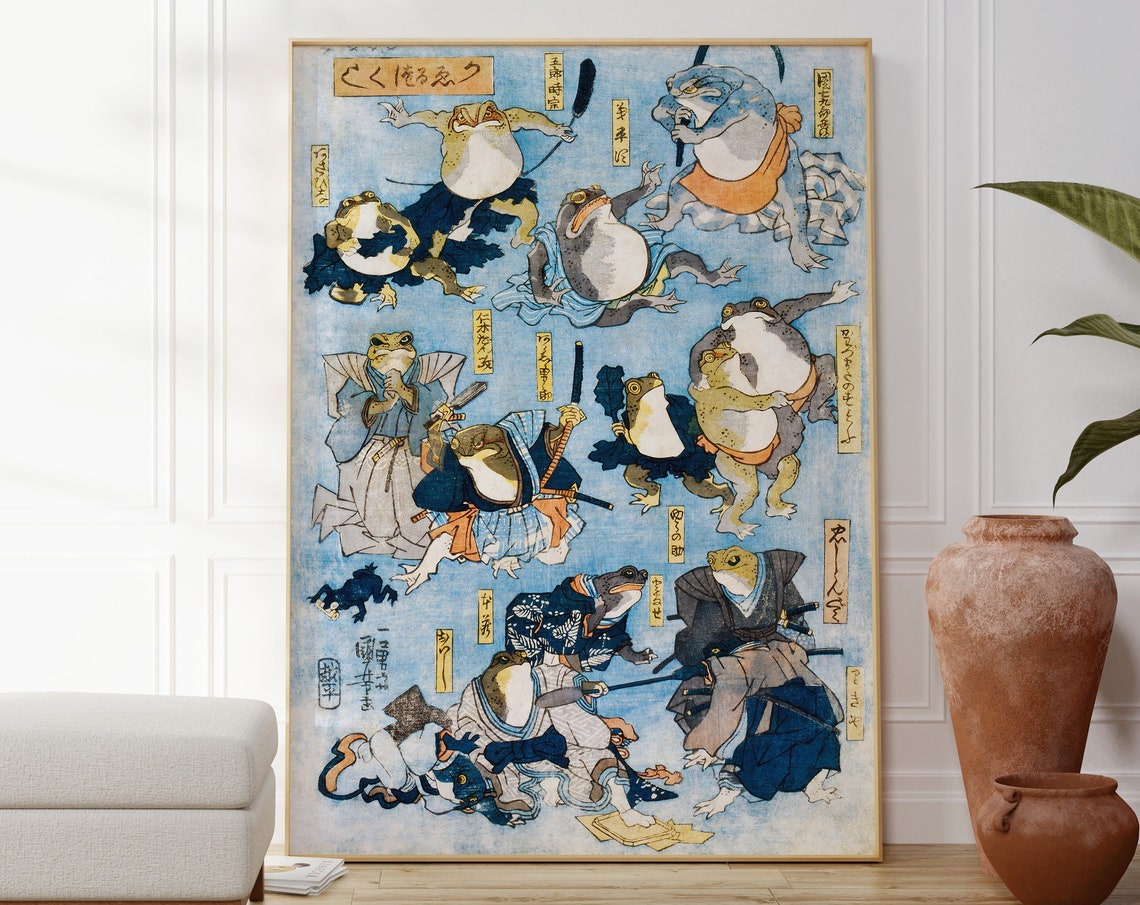 Utagawa Kuniyoshi Frog Warriors Heroes Japanese Ukiyo E Art Poster