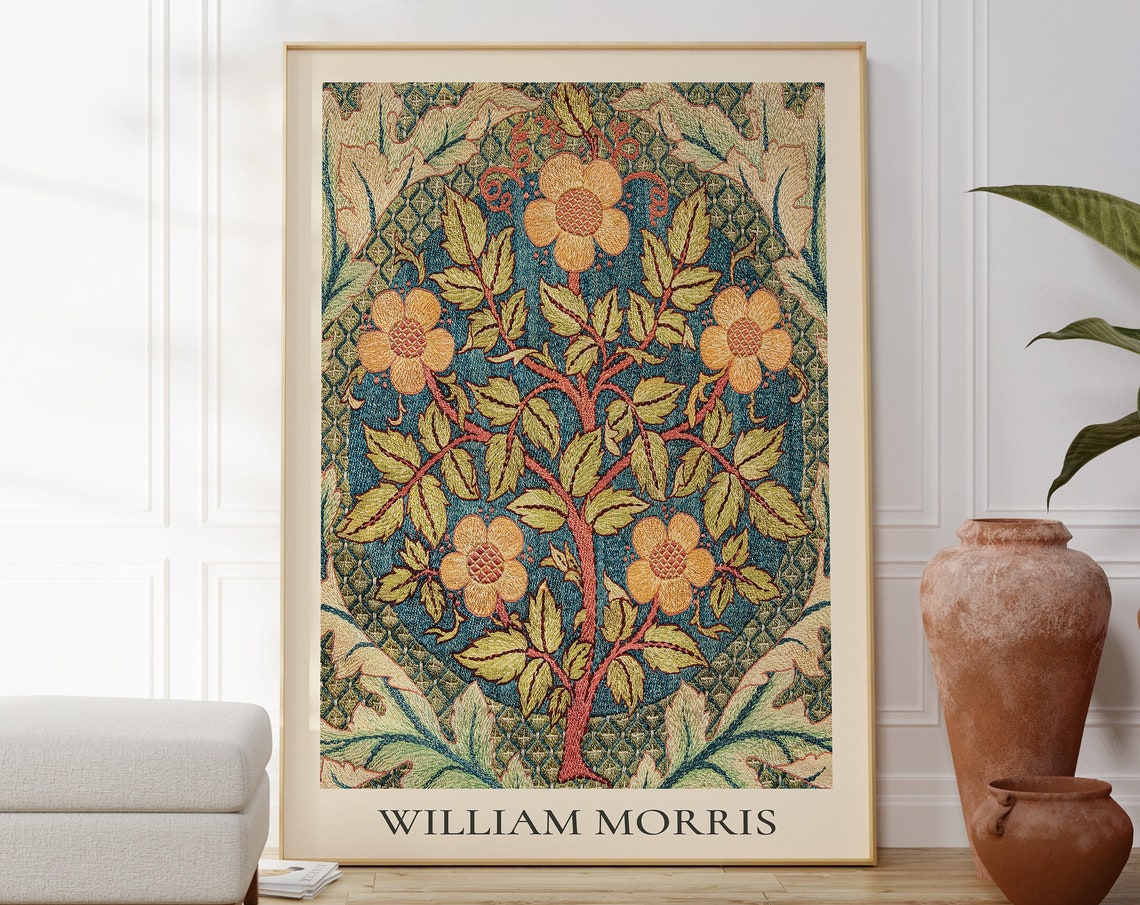 William Morris Orange Blossom Tree Floral Textile Pattern Poster