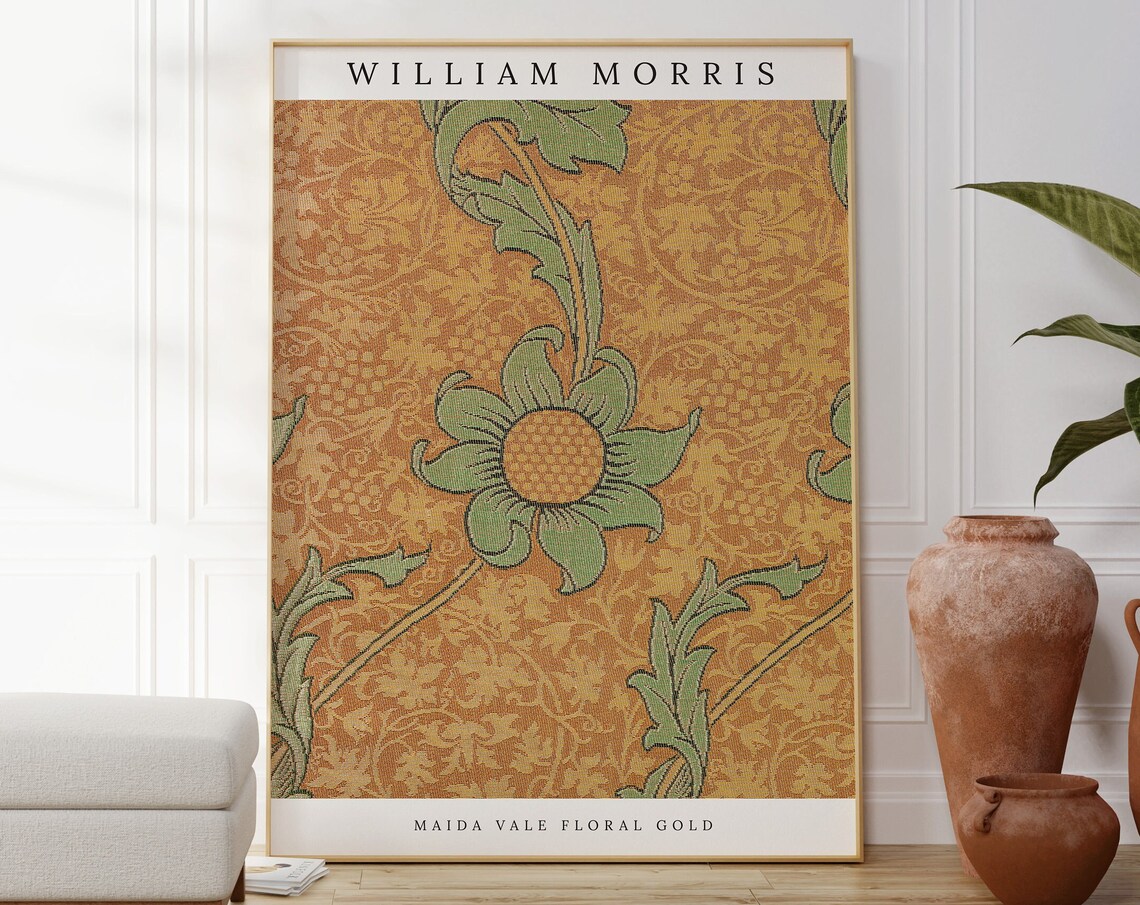 William Morris Maida Vale Gold Floral Vintage Textile Poster