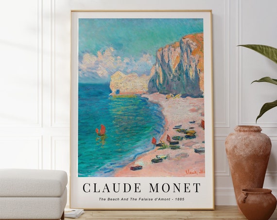 Claude Monet The Beach Poster Landscape Print Coastal Artwork Famous Artist Blue Scenic Art Beautiful Painting Colourful Gallery Decor
