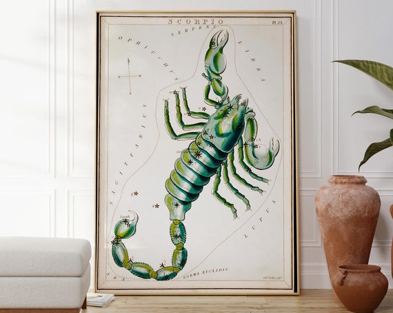 Scorpio Star Sign Zodiac Celestial Print Astrological Art Poster Original Gift Idea Personalised Astrology Wall Art Constellation Decor