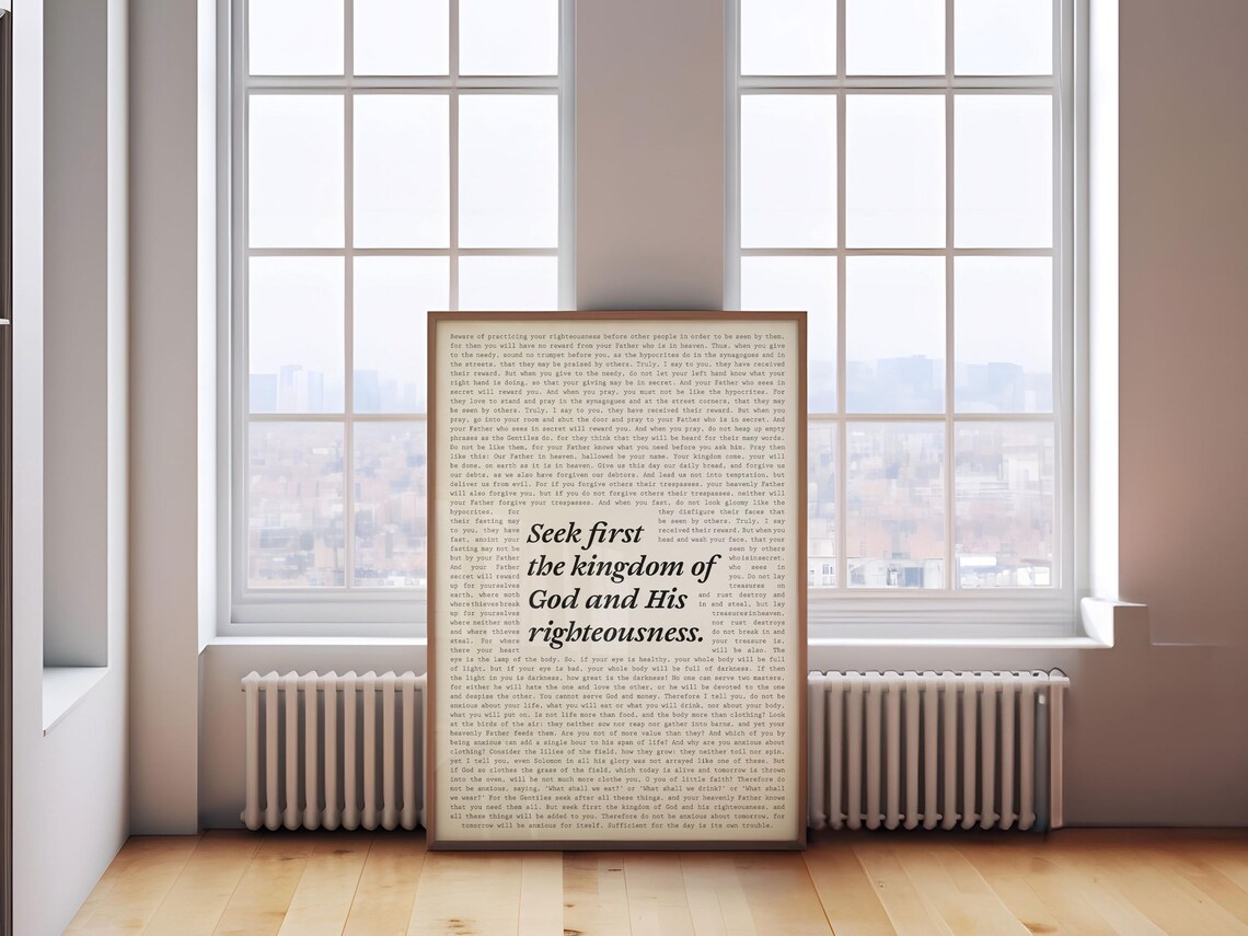 Seek First The Kingdom Of God And His Righteousness Matthew 6 Verse Poster - Image 4