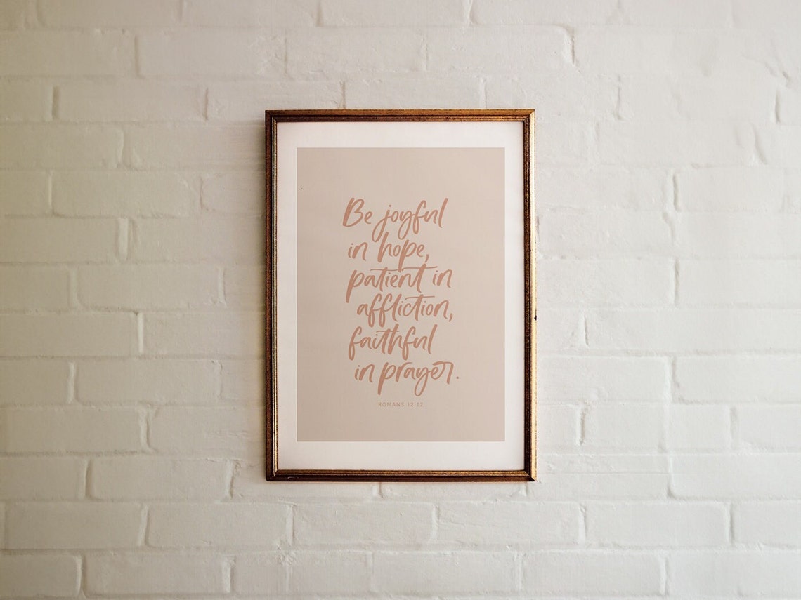 Romans 1212 Be Joyful In Hope Wall Art Christian Bible Verse Modern Scripture Handwritten Print Baptism Gift Idea - Image 3