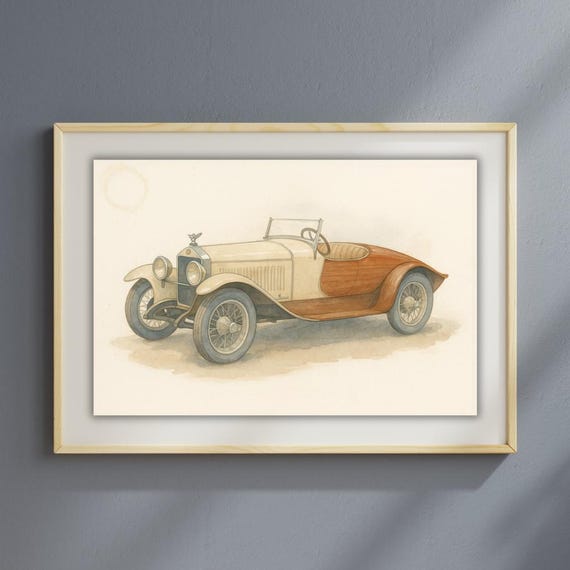 Vintage Race Car Watercolor Art Print, Nursery Decor