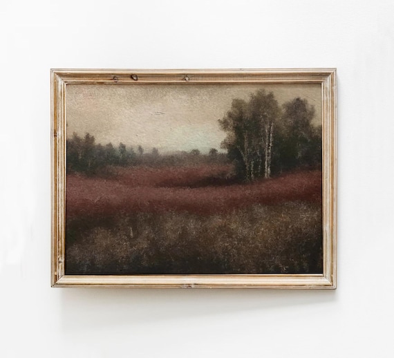 Moody Fall Landscape Art Print, Rustic Autumn Decor