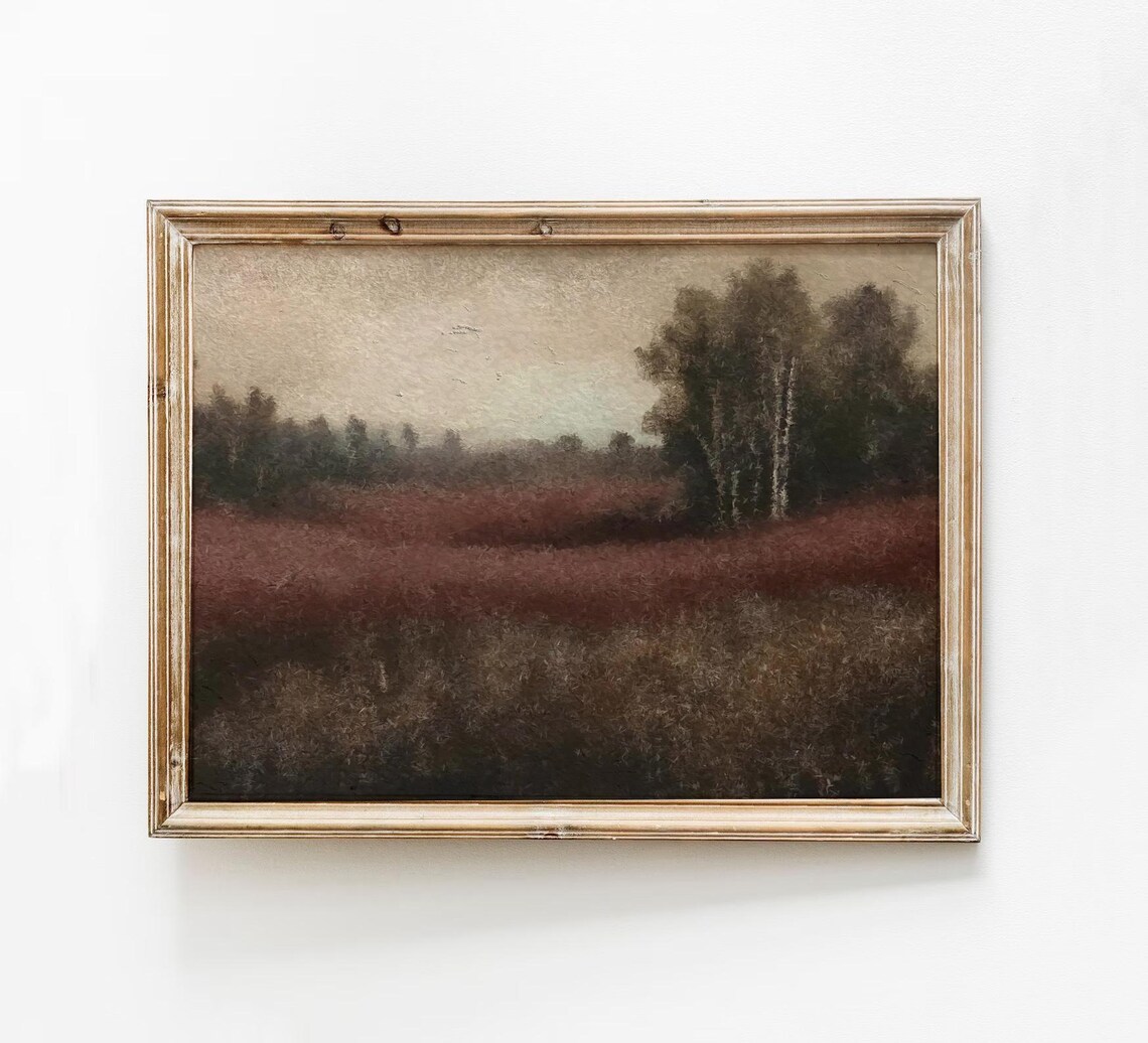 Moody Fall Landscape Art Print, Rustic Autumn Decor