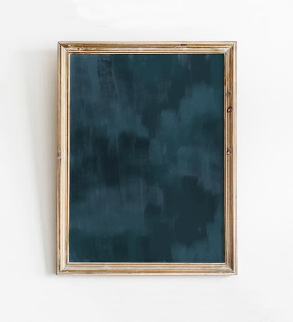 Deep Teal Abstract Ocean Mood Textured Modern Minimal Wall Art