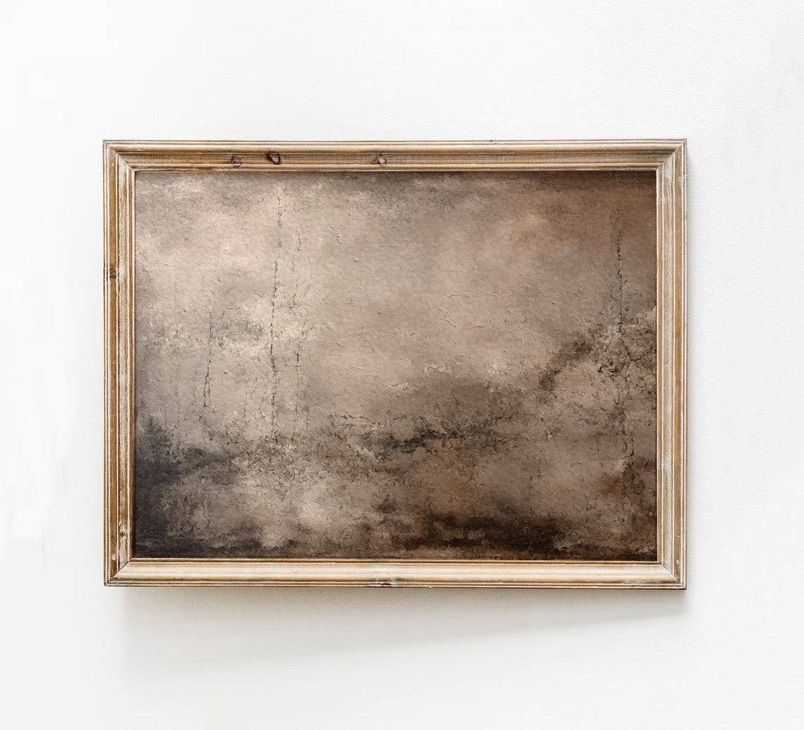 Beige Neutral Moody Textured Abstract Painting Minimalist Wall Art