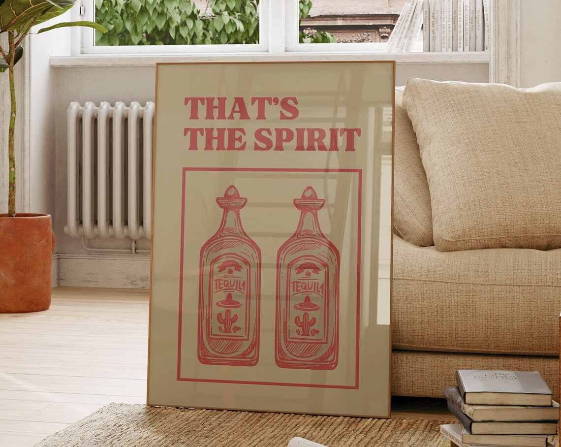 Vintage Bar Art Print, Liquor Poster for Bar Cart