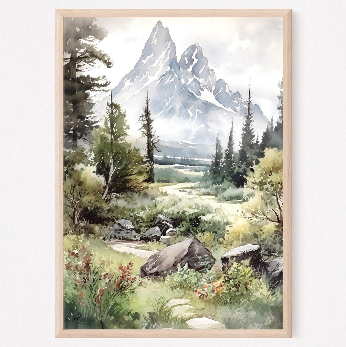Grand Teton Watercolor Art Print, National Park
