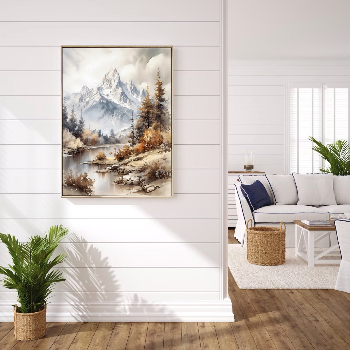 Grand Teton Watercolor Mountain Landscape Art Print - Image 4