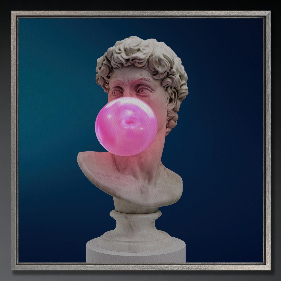 Bust Sculpture Blowing Bubble Gum, Pop Art Poster
