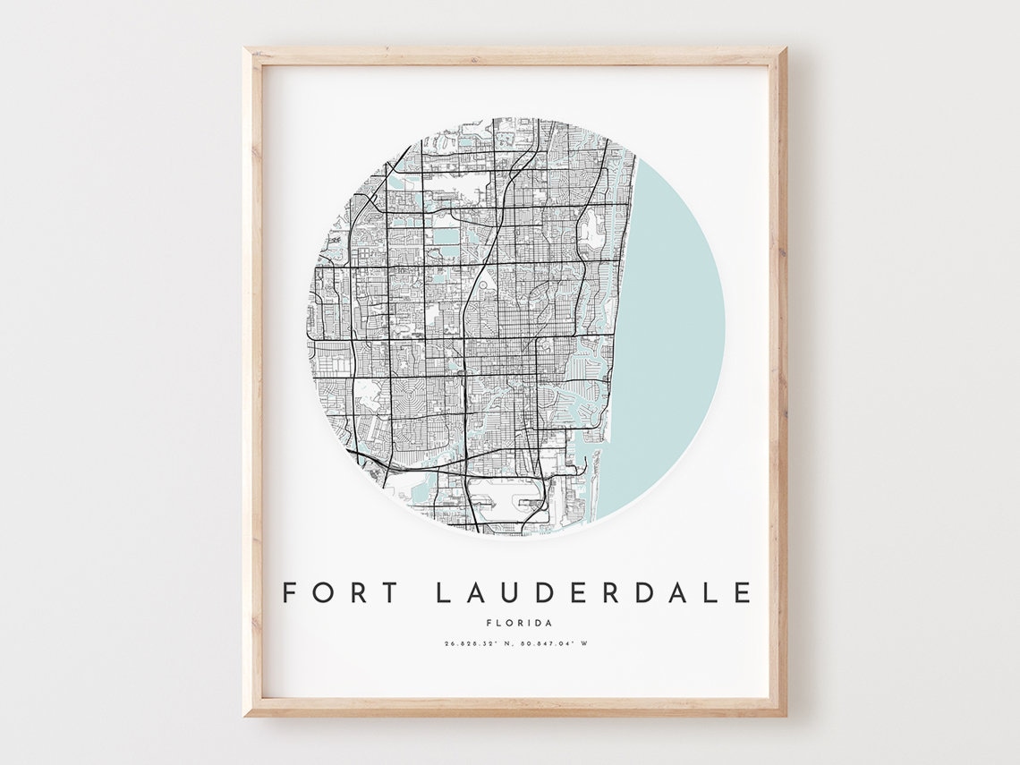 Fort Lauderdale Map Print Modern City Street Art