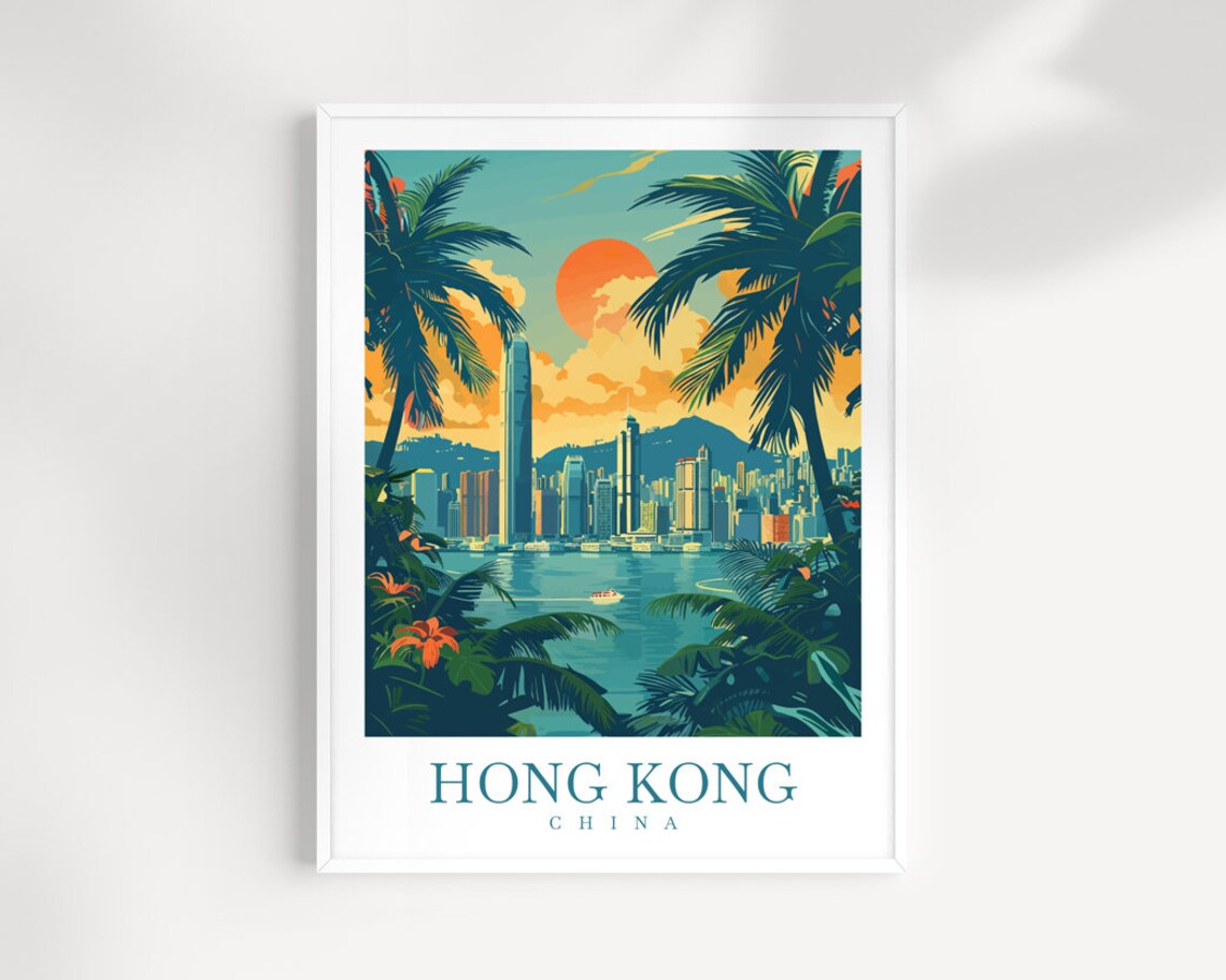 Hong Kong Travel Print Wall Art China Wall Hanging Home Dcor Gift Hong Kong Art Lovers China Hong Kong Art Gift Hong Kong Poster Gift