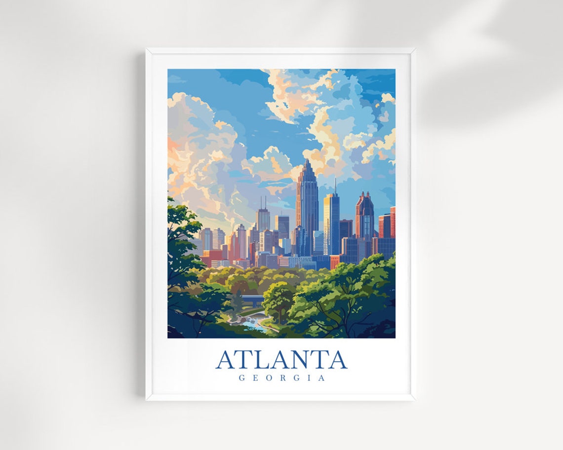 Atlanta Travel Print Georgia Home Decor Usa City Art Print Atlanta Wall Art Atlanta Enthusiast Gift Wall Hanging Gift