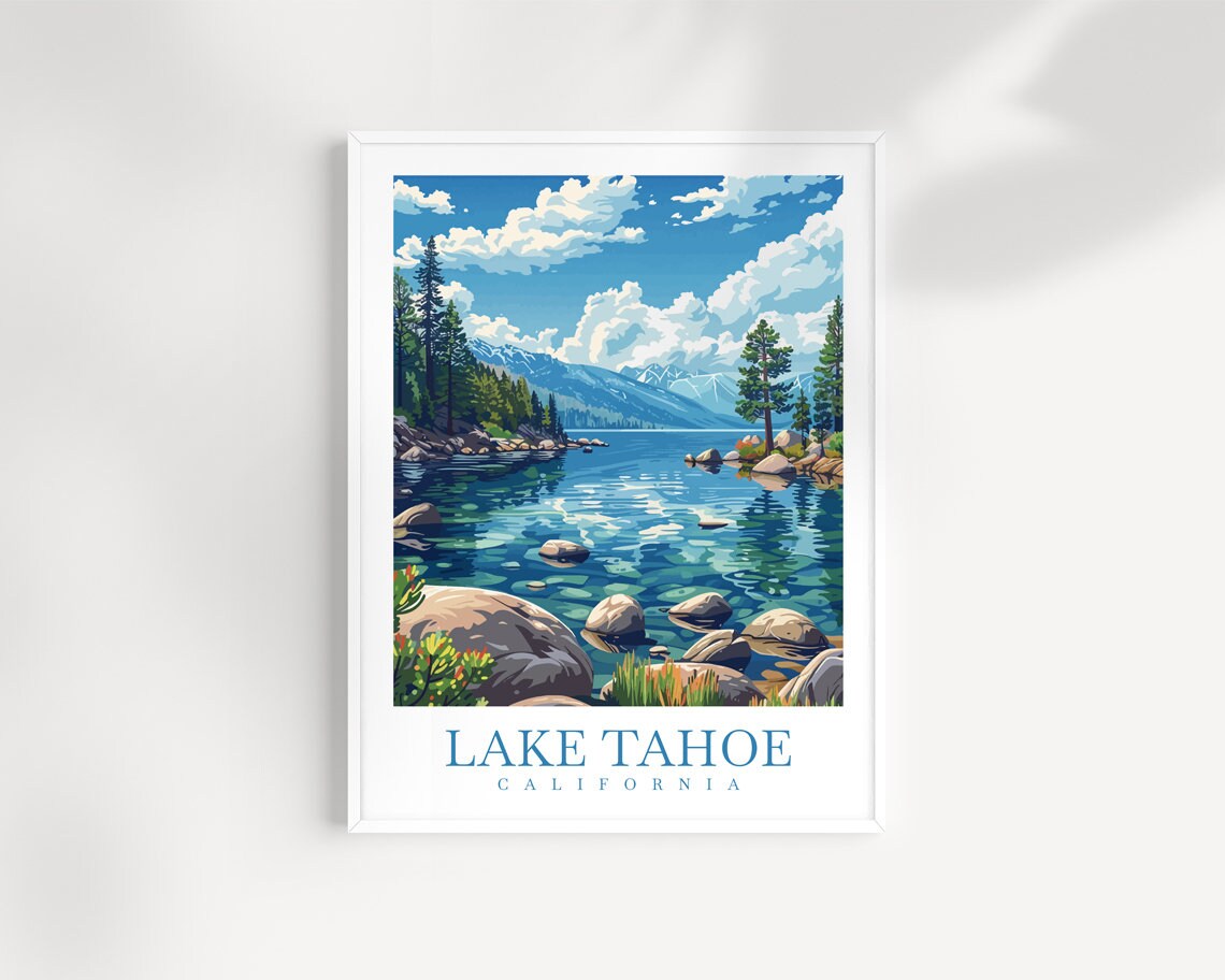 Lake Tahoe California Alpine Lake Pines Mountains Travel Poster
