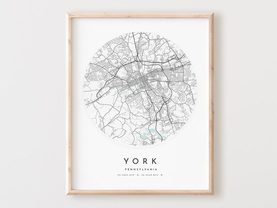 York Pennsylvania Map Print Modern City Street Art