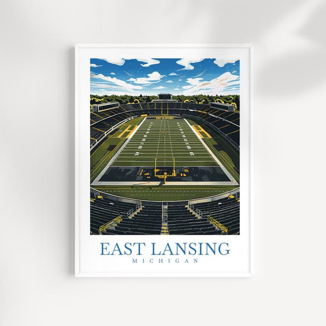 East Lansing Michigan College Football Stadium Game Day Poster