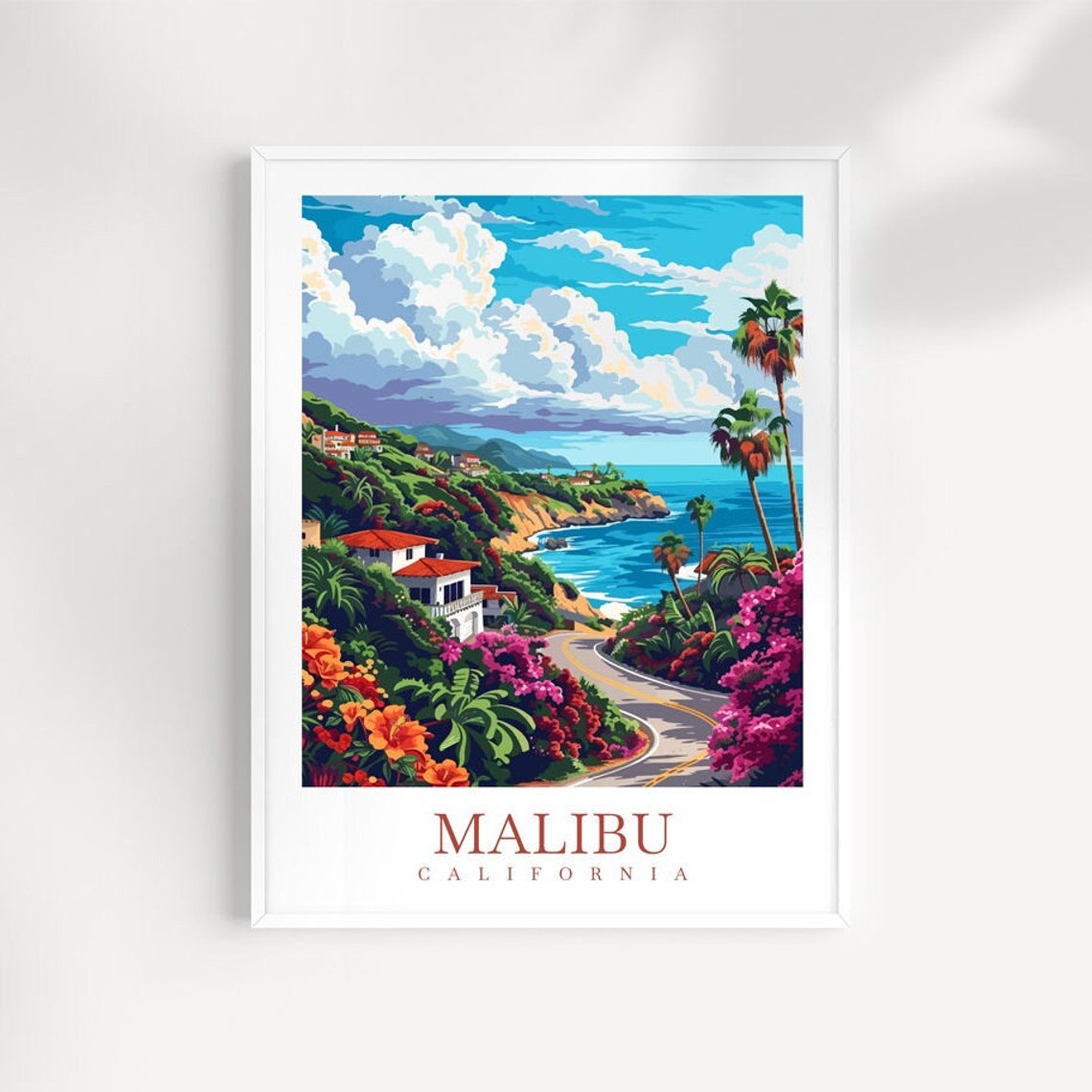 Malibu Travel Print California Poster Wall Art Malibu Wall Hanging Home Dcor Malibu Gift Art Lovers California Malibu Poster