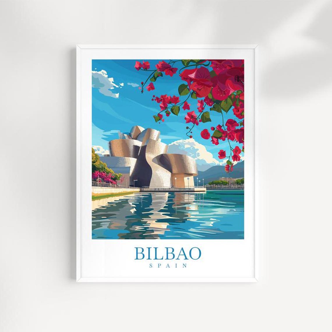 Bilbao Spain Modern Titanium Guggenheim Museum Waterfront Art Poster