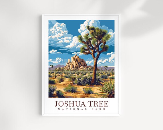 Joshua Tree National Park Vintage Desert Landscape Travel Poster