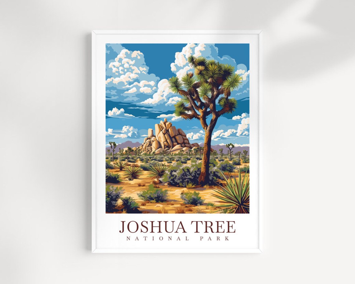 Joshua Tree National Park Vintage Desert Landscape Travel Poster