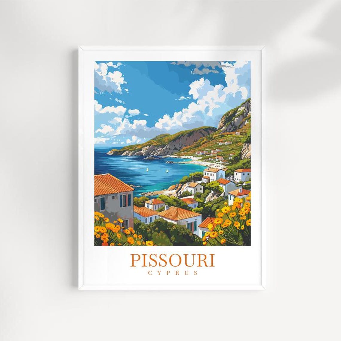 Pissouri Travel Print Cyprus Wall Art Pissouri Poster Pissouri Wall Hanging Home Decoration Birthday Gift Ideas Europe Travel Gift