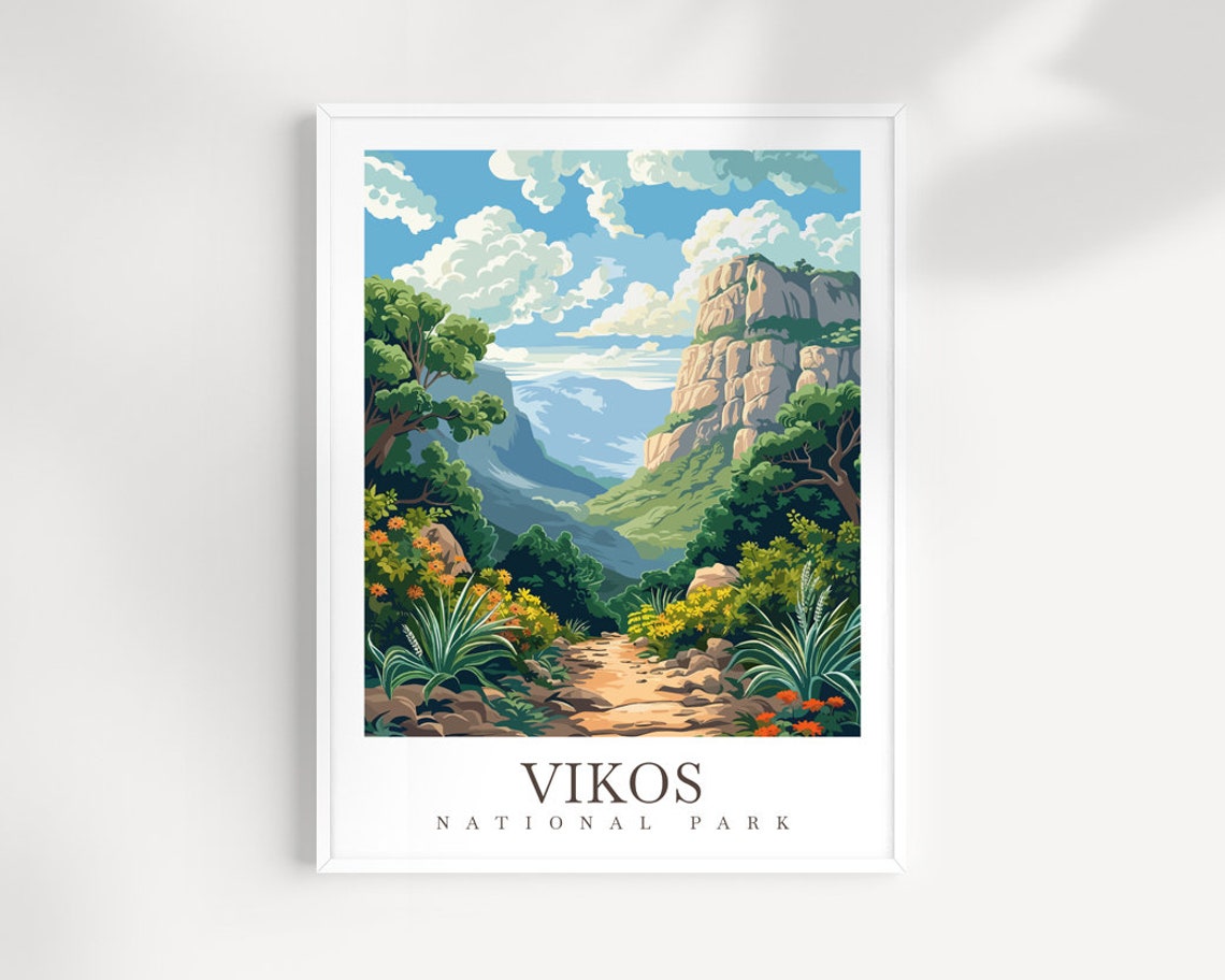 Vikos National Park Poster - Wildflower Trail Through Limestone Valley