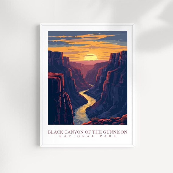 Black Canyon of the Gunnison National Park Sunset River Glow Travel Poster