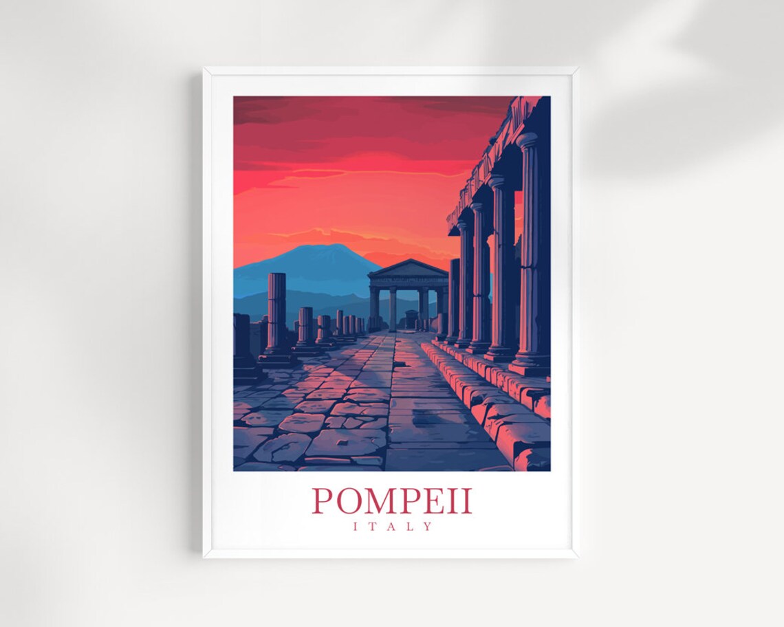 Pompeii Italy Roman Forum Columns Sunset Ancient Ruins Poster