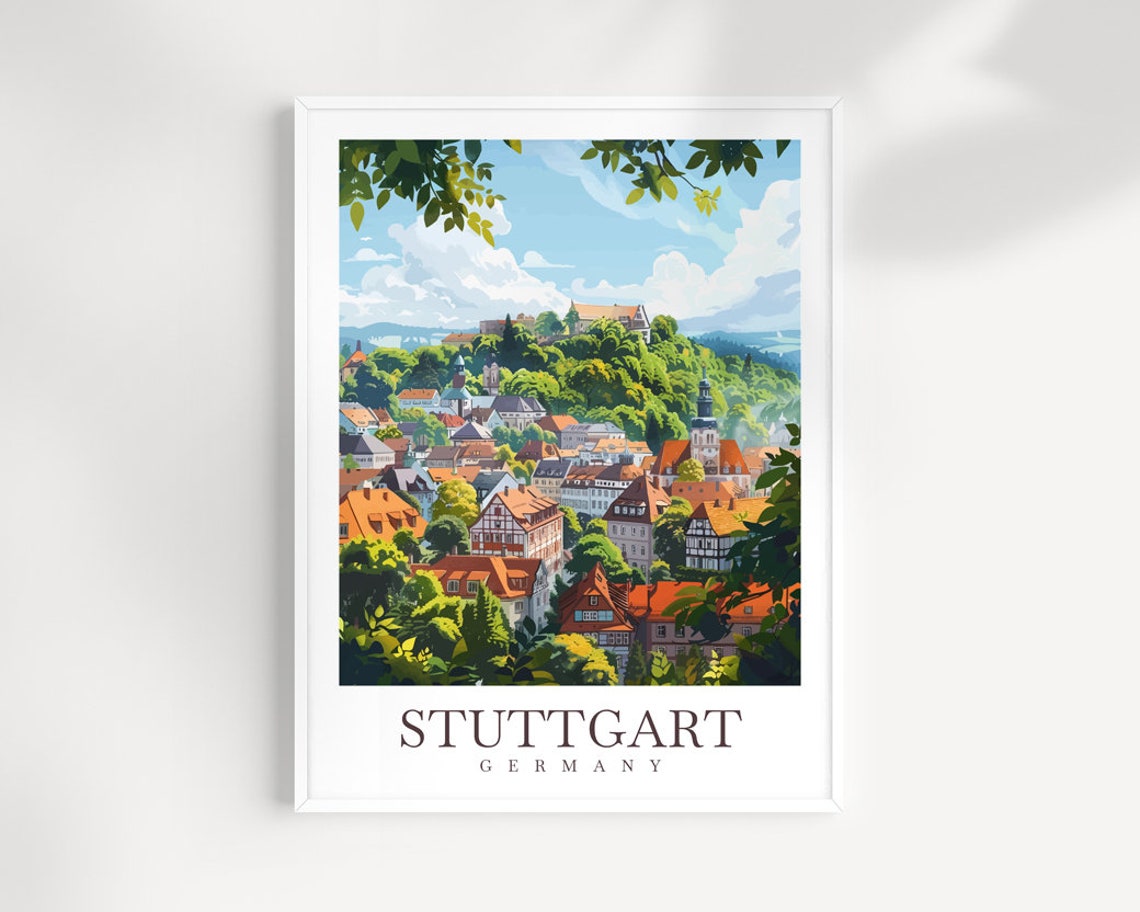 Stuttgart Germany Hilltop Old Town Greenery View Travel Wall Art