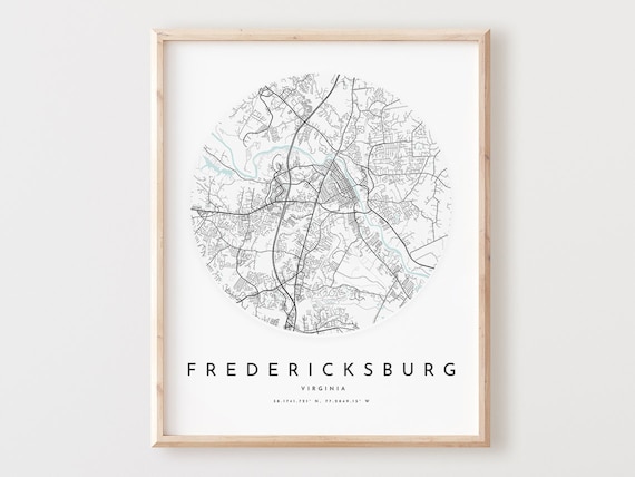 Fredericksburg Virginia Map Print City Street Art Poster
