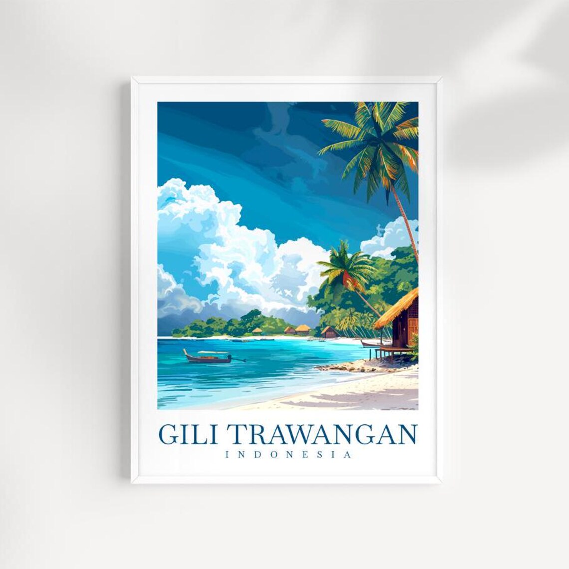 Gili Trawangan Indonesia Turquoise Beach Wooden Boat Shore Poster