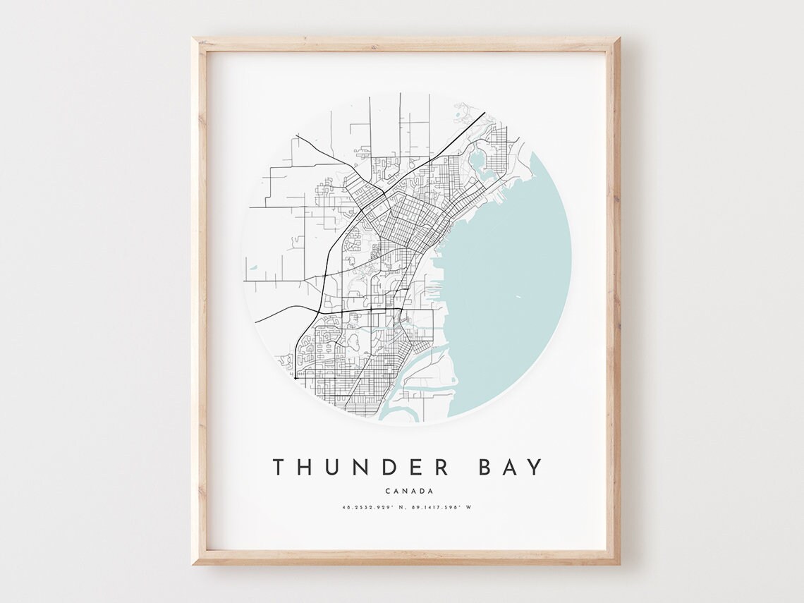 Thunder Bay Map Print Minimalist City Street Art