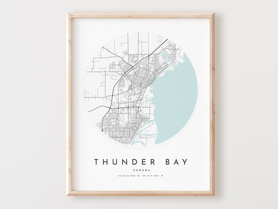 Thunder Bay Map Print Minimalist City Street Art