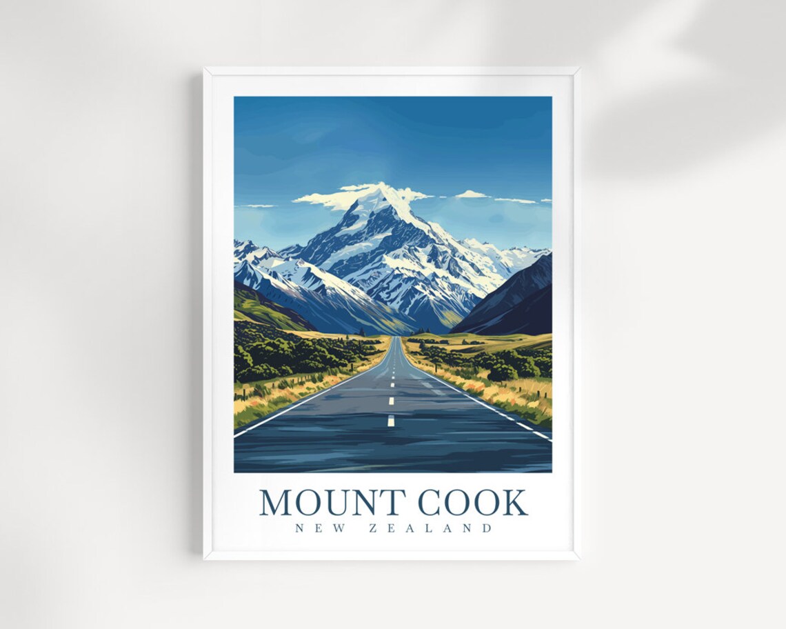 Mount Cook Travel Print Home Decor Wall Art Print