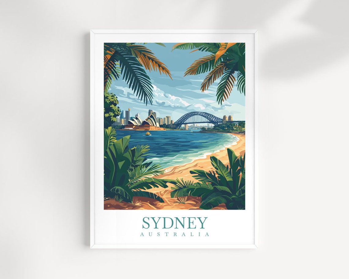 Sydney Australia Harbour Opera House Bridge Beach View Poster
