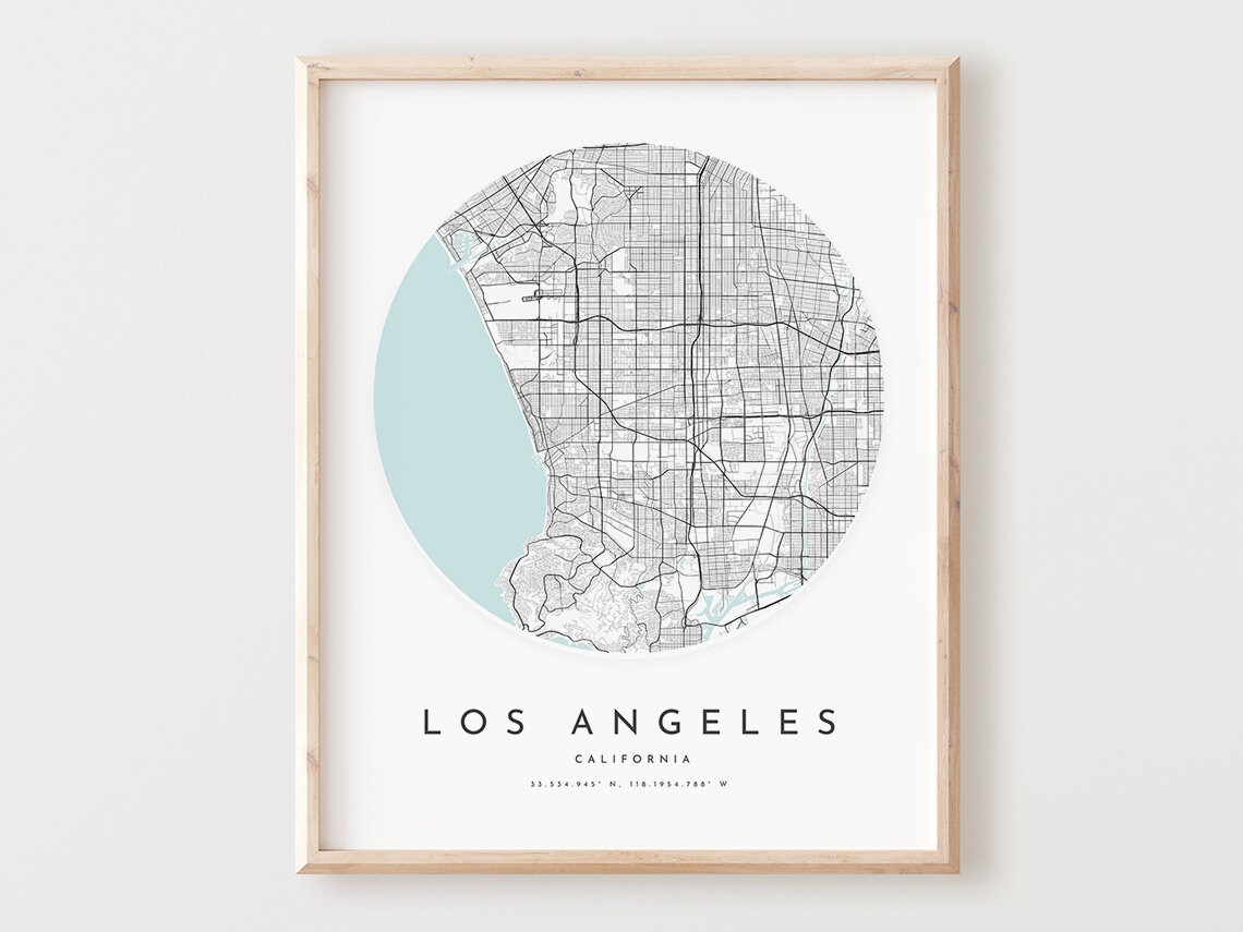 Los Angeles Map Print Modern City Wall Art