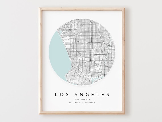 Los Angeles Map Print Modern City Wall Art