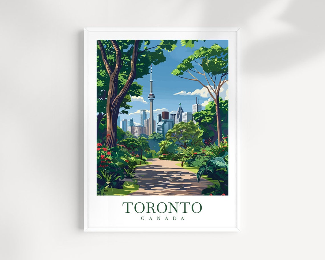Toronto Canada CN Tower Through Trees Park Path Skyline Poster