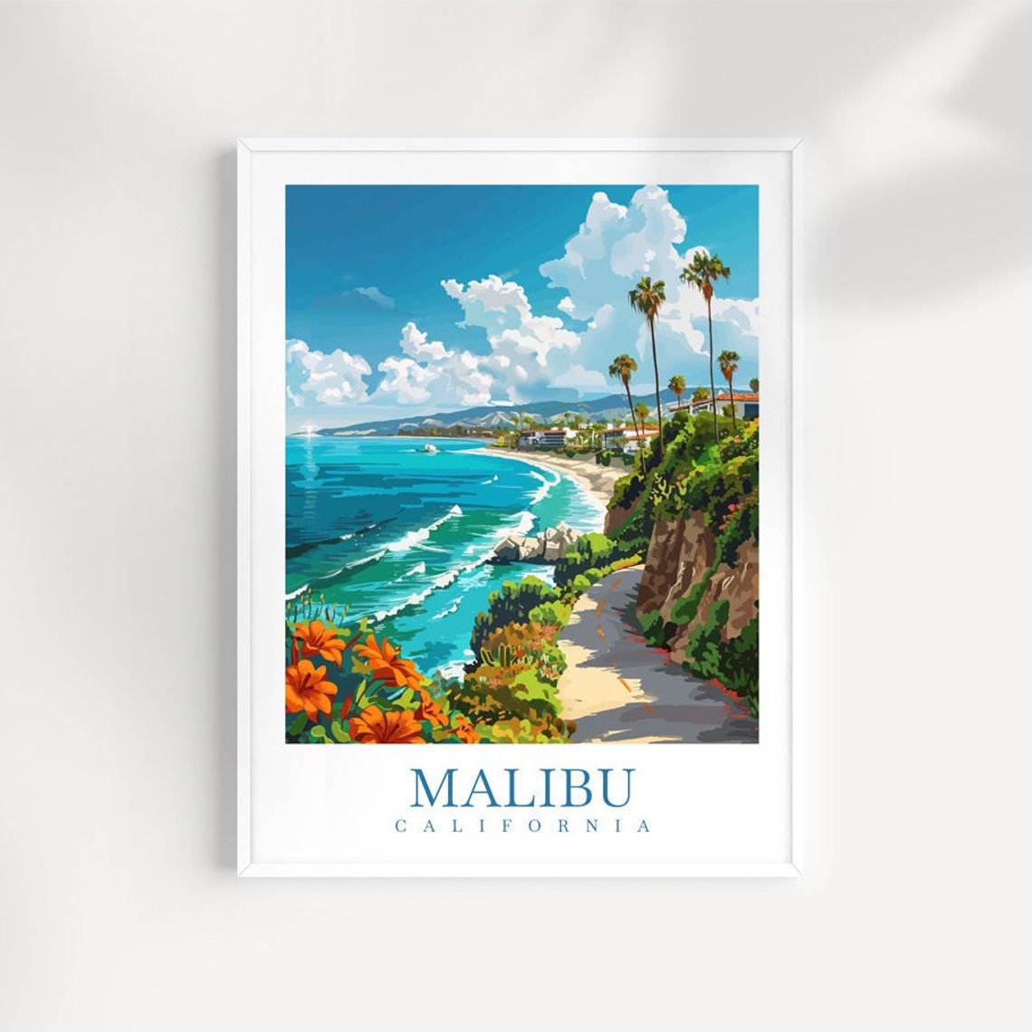 Malibu Travel Print California Poster Wall Art Malibu Wall Hanging Home Dcor Malibu Gift Art Lovers California Malibu Poster
