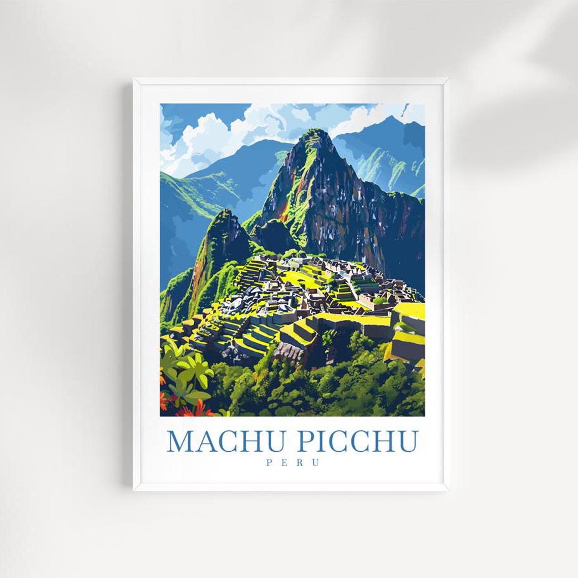 Machu Picchu Peru Travel Poster - Ancient Inca Citadel in the Andes