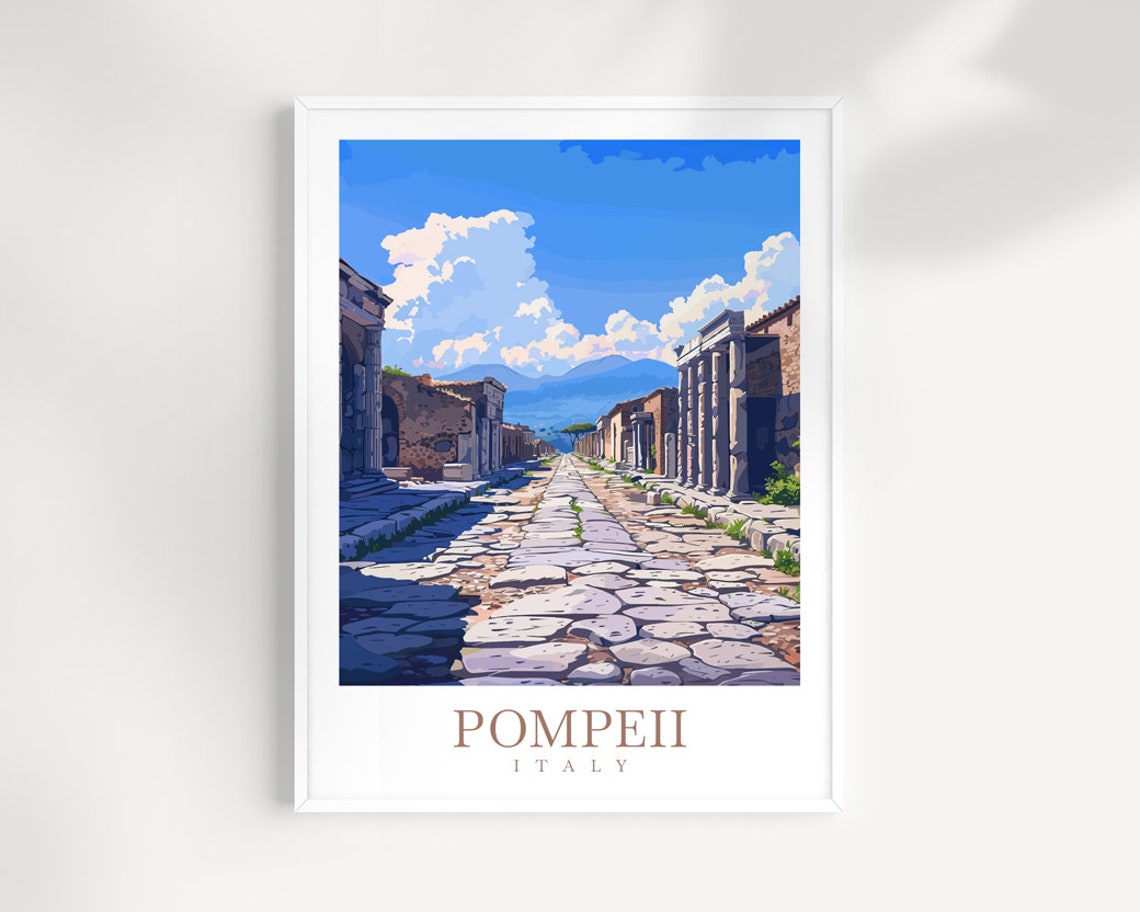Pompeii Italy Ancient Ruins Street Columns View Travel Poster
