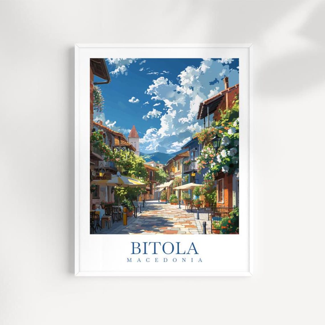 Bitola Macedonia Cobblestone Old Town Street City Travel Poster