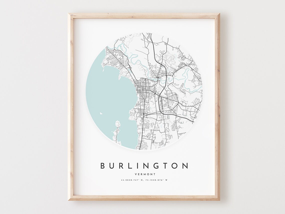 Burlington Vermont Map Print Modern City Wall Art