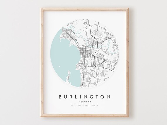 Burlington Vermont Map Print Modern City Wall Art