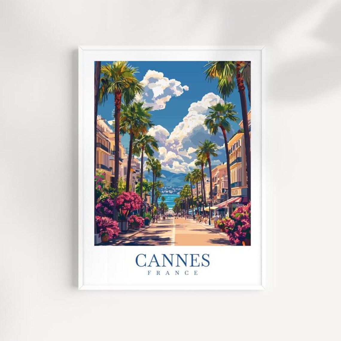 Cannes France Palm Promenade French Riviera Travel Art Poster
