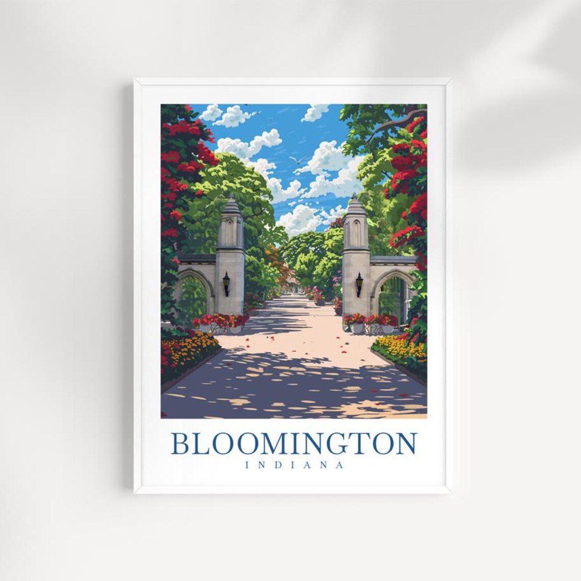 Bloomington Indiana Stone Arch Garden Gate Vintage Travel Poster