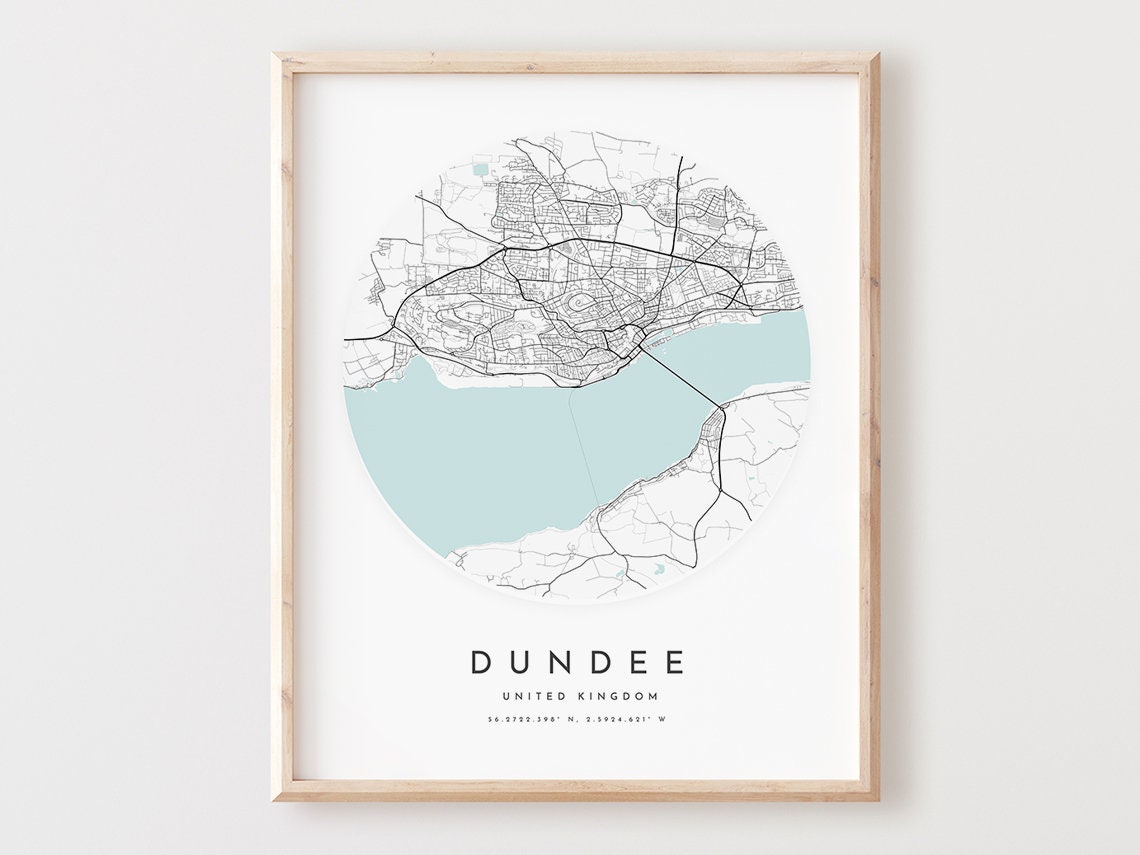 Dundee United Kingdom Minimalist Circular City Map Art Poster