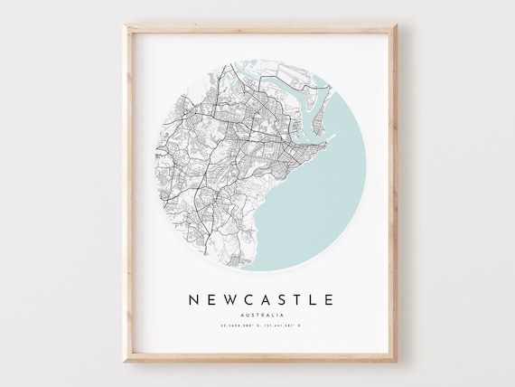 Newcastle Map Print Minimalist City Street Wall Art